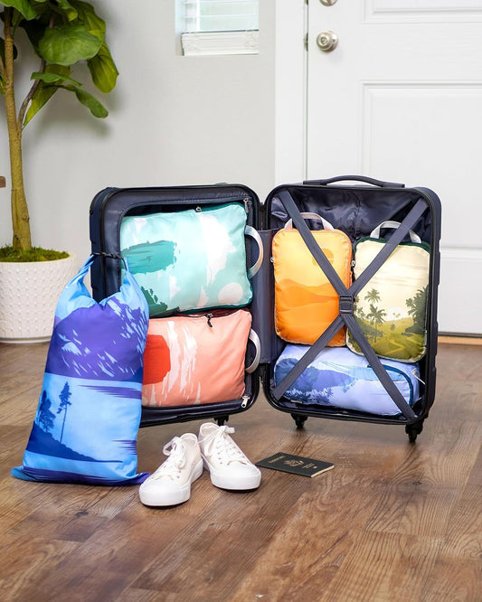 Compression Packing Cubes for Travel, 6-Piece Lightweight Packing Cubes Set for Carry-On Luggage & Backpacks – (Getaways)