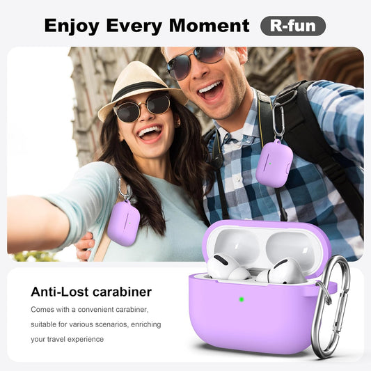 for Airpods Pro 2 Case, Soft Silicone Protective Cover with Keychain and Cleaning Pen, Compatible with Airpods Pro 2Nd/1St Generation, Supports Wireless Charging, Lavender